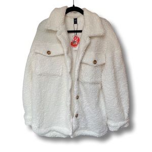 white fuzzy oversized jacket